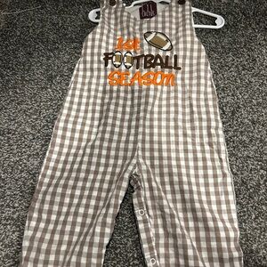 Brown Checkered Football Season Overalls.